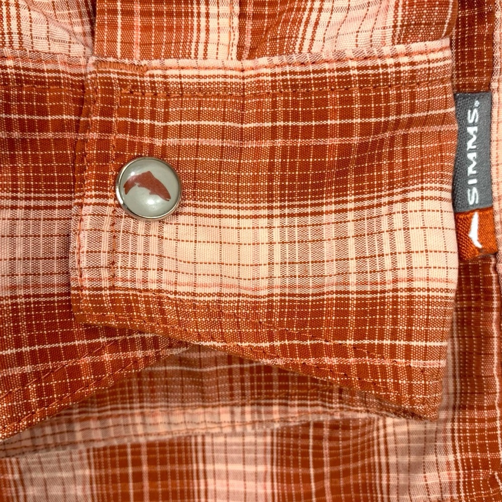 Simms Big Sky Men’s L Orange Plaid Long Sleeve Fishing Shirt Vented - Picture 5 of 9